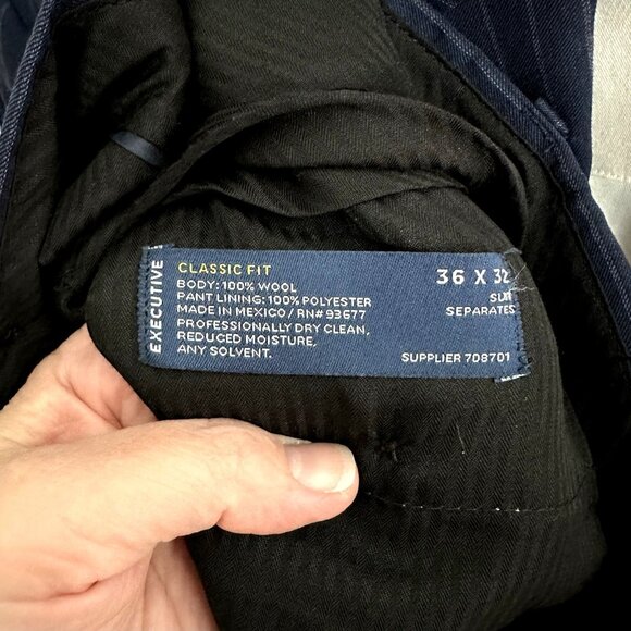 STAFFORD 2 piece suit separates pinstripe navy blue 100% wool classic 42L 36W - Picture 15 of 15